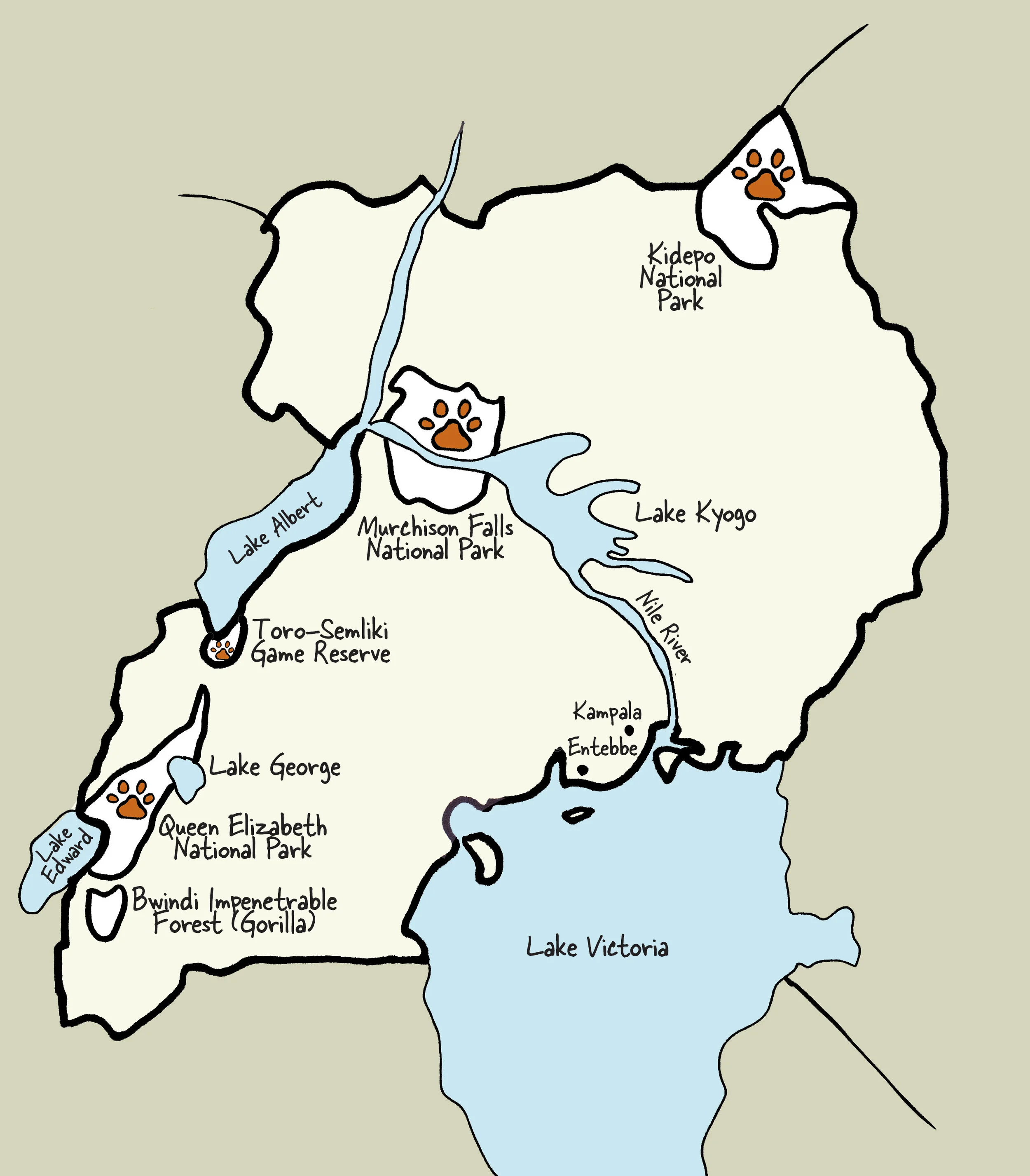 Carte de l'Ouganda © www.afriquesurmesure.com Sàrl