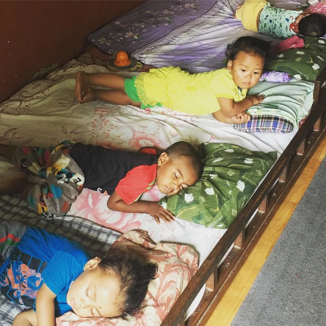 The children of the Live Softly craftspeople in the childcare facilities provided for the makers, July 2017