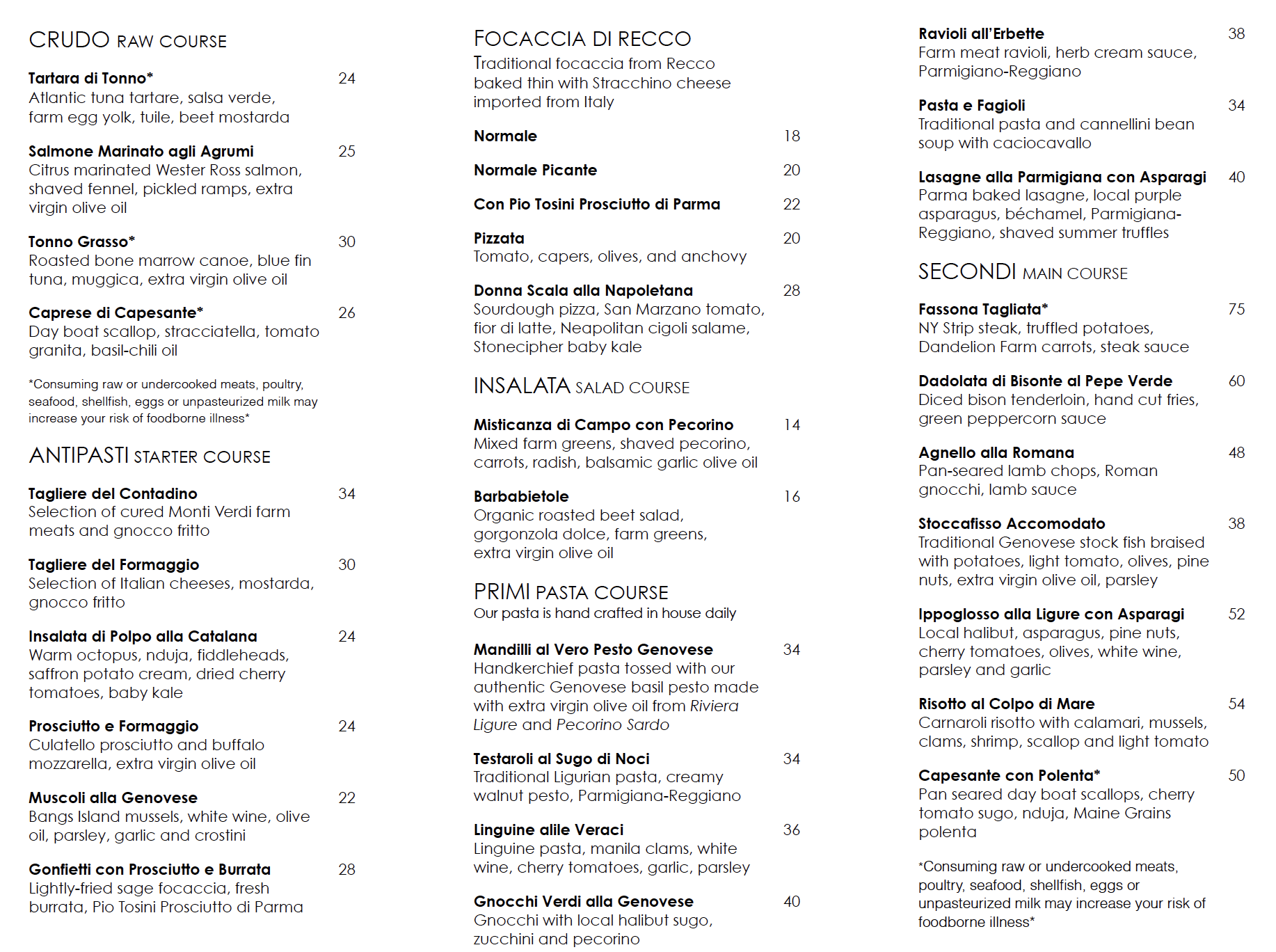 Recent Sample Menu