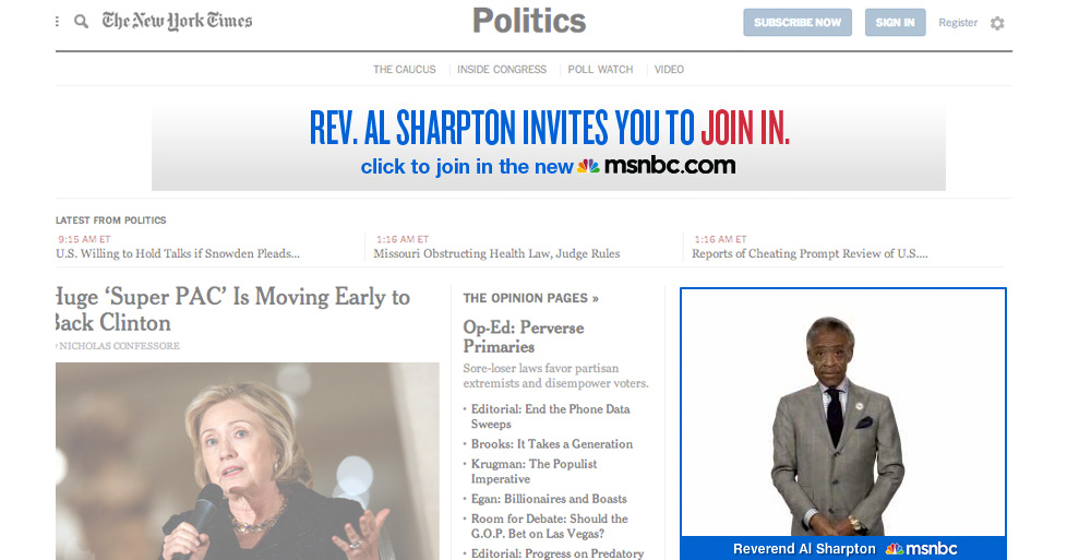  MSNBC wanted it's audience to know that the new MSNBC.com was a place they could go to get involved in the progressive issues that matter to them. We captured 17 different on-air hosts, that literally grab the cursor off the web page, and personally