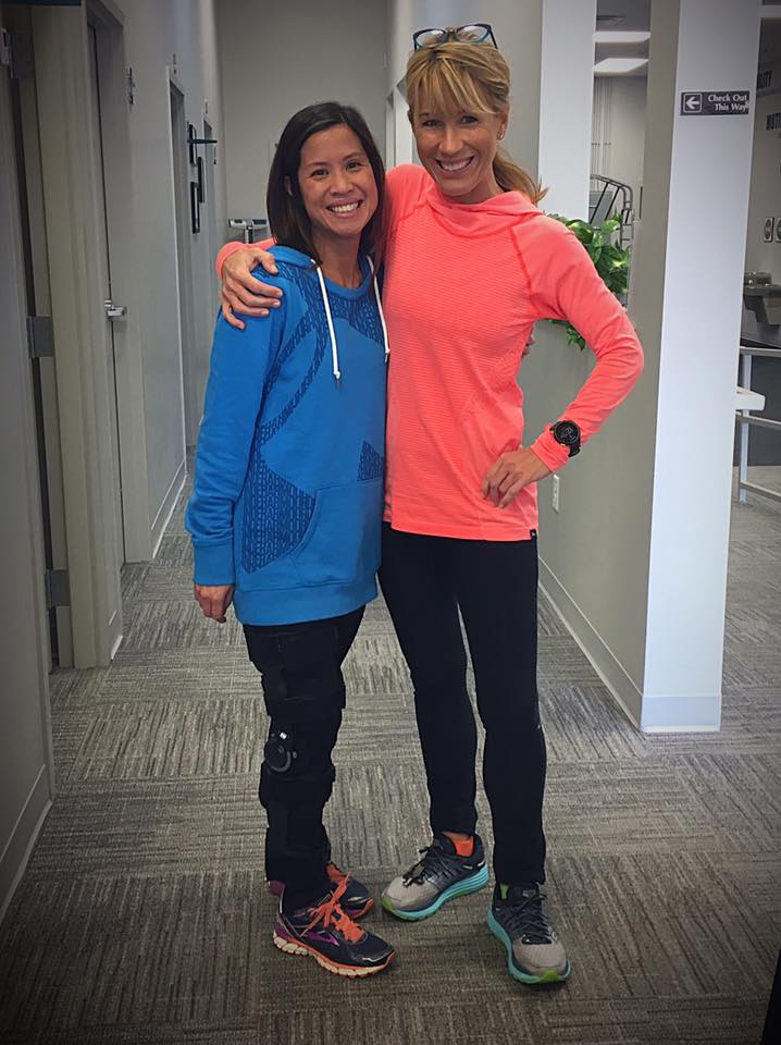Coach Amy of Coach Amy PT and Jennifer at her pre-surgery physical therapy appointment. 