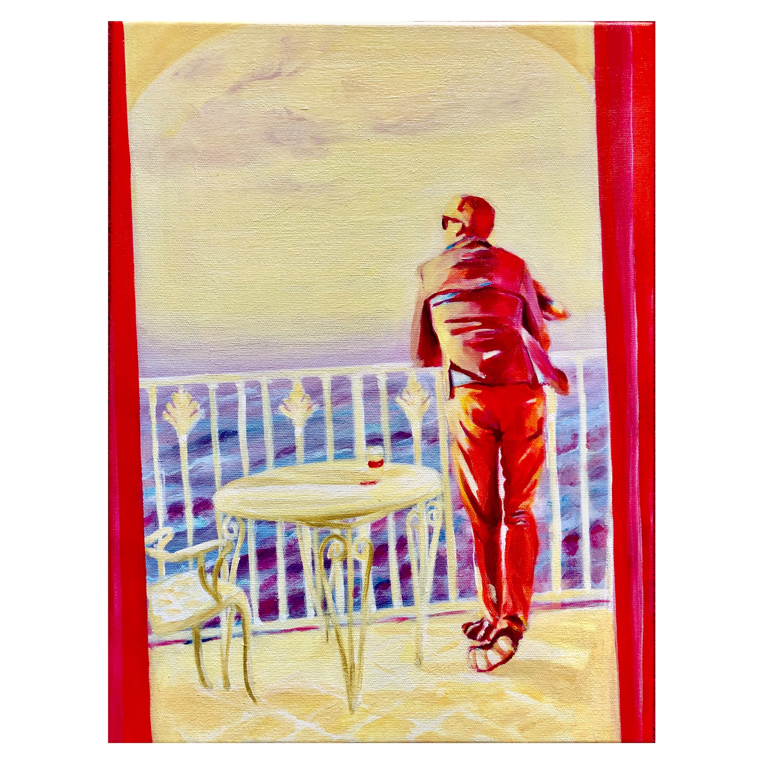 Contemplating in Red Trousers
