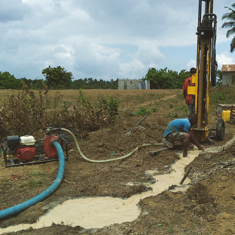 Water well being drilled