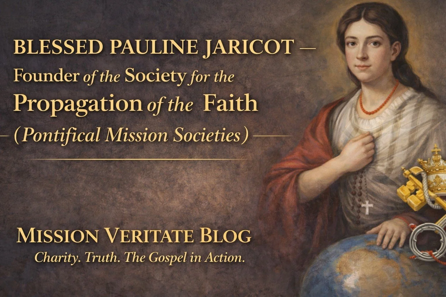      

 
    TO THE ENDS OF THE EARTH — HOW Blessed PAULINE JARICOTA, A CATHOLIC LAYWOMAN, STARTED A WORLDWIDE MISSION MOVEMENT: THE SOCIETY OF THE PROPAGATION OF THE FAITH, NOW KNOWN AS THE PONTIFICAL MISSIONS SOCIETY.  
 




















  
  
