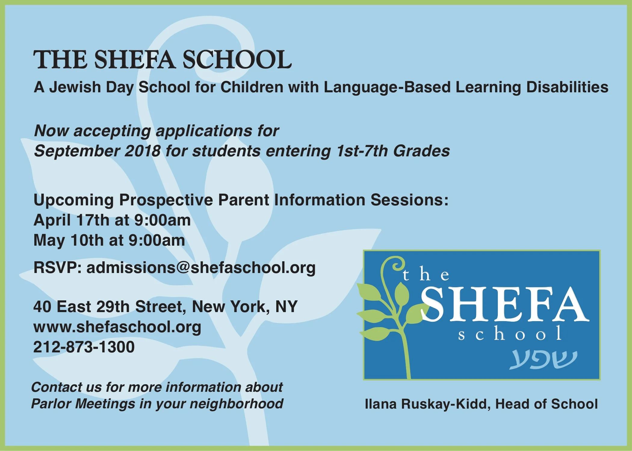 Newspaper Ad, Client - The Shefa School