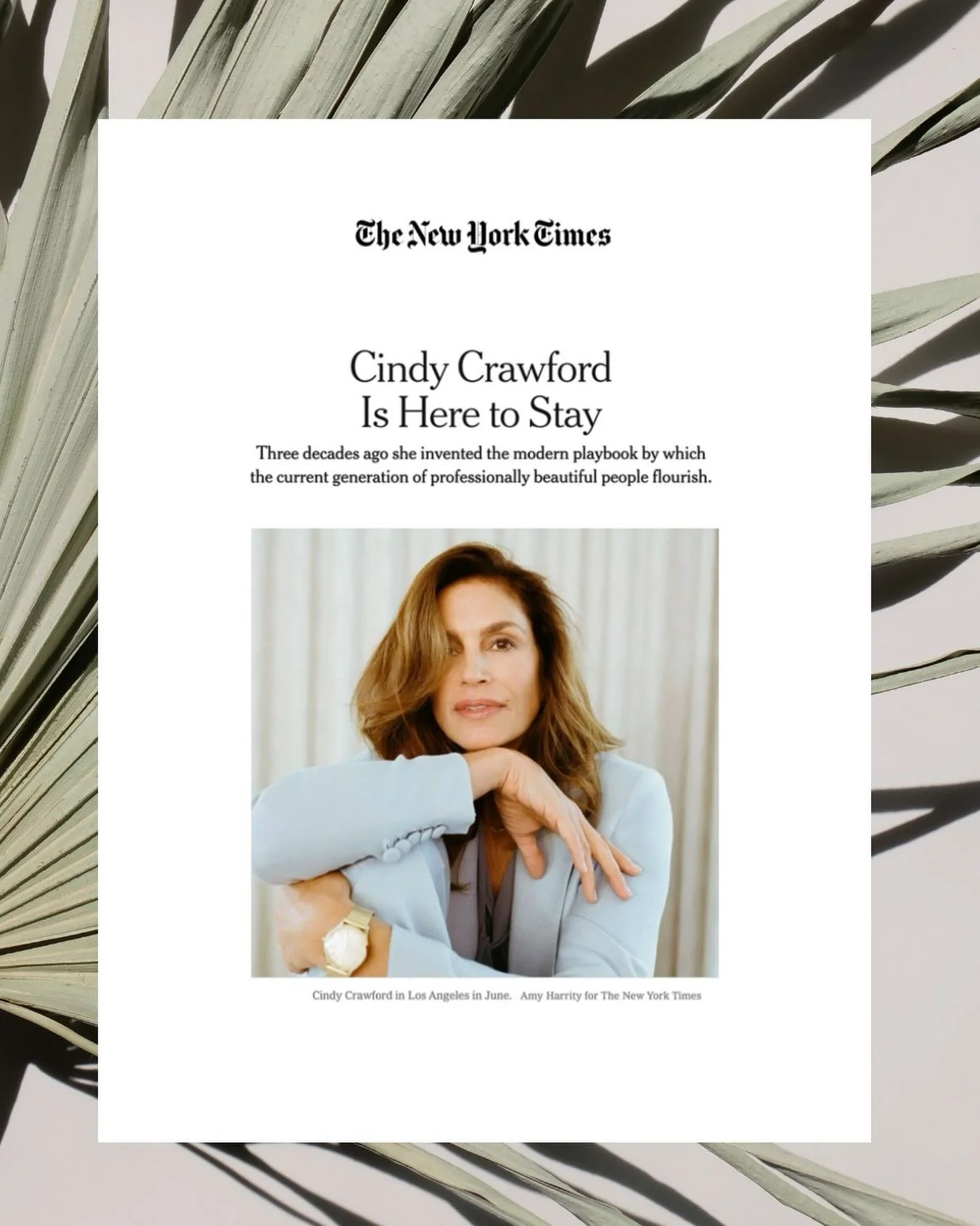 Shoutout to one of our favorite features we&rsquo;ve worked on: @nytimes spotlighting @cindycrawford as the powerhouse entrepreneur she is, in honor of the @meaningfulbeauty 20th anniversary