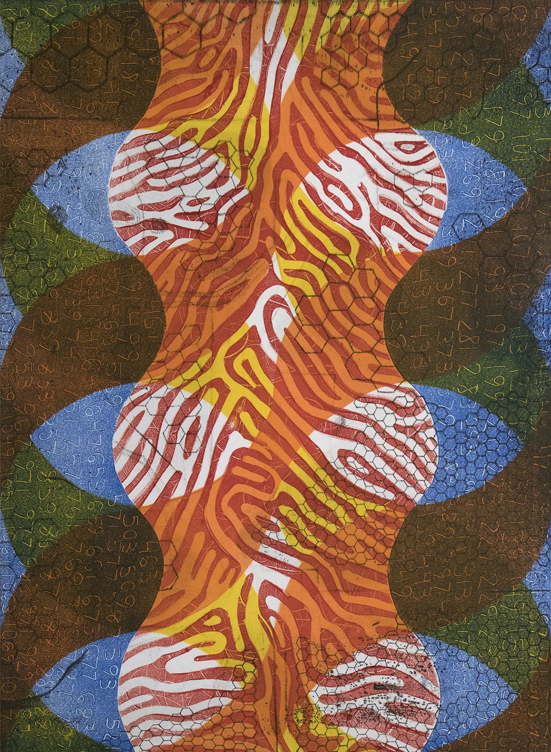 orient : dominate, v. 2, 2017, monoprint, 33 x 24 in