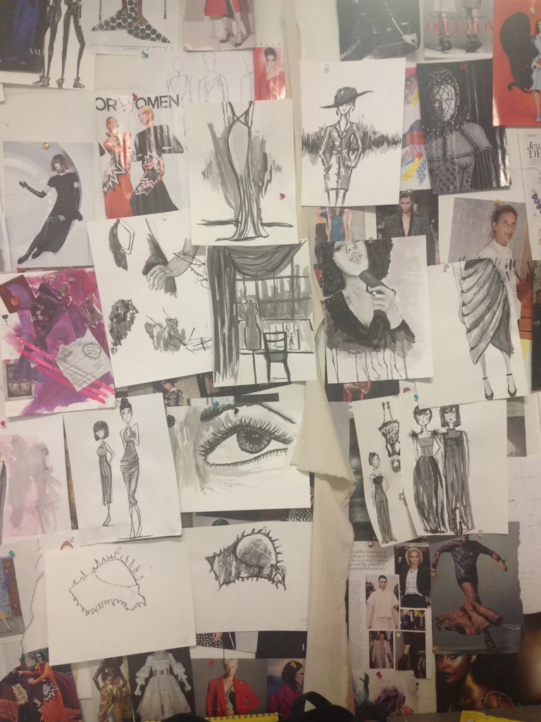 A collage of my ink studies in my studio. 2013.