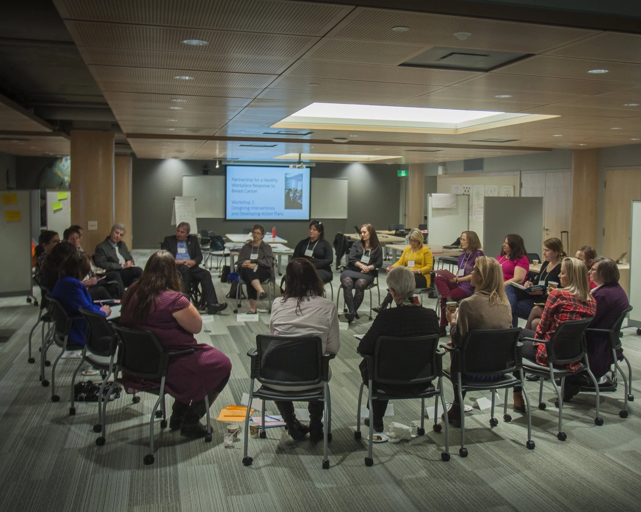 Partnership for a Healthy Workplace response to Breast Cancer at the last big meeting at CLARI in Halifax, NS. Copyright Lenny Mullins
