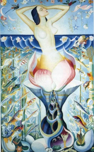 Joseph Stella, The Birth of Venus , 1925, 85 x 53 inches. Current Location Unknown. Included in the April 1925 exhibition at the Dudensing Galleries, this was acquired from the artist by Carl Weeks.