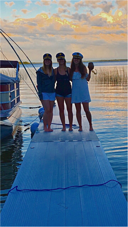 The bride-to-be and two of her first mates.