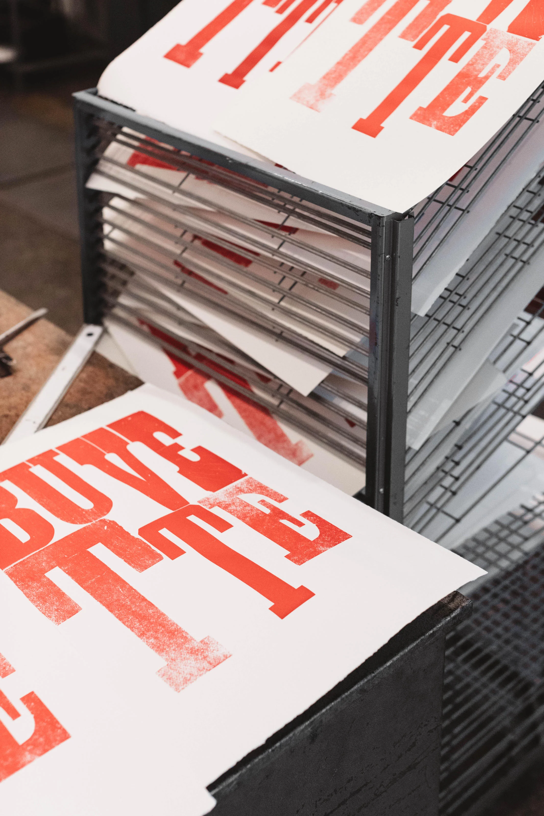 red letterprint poster