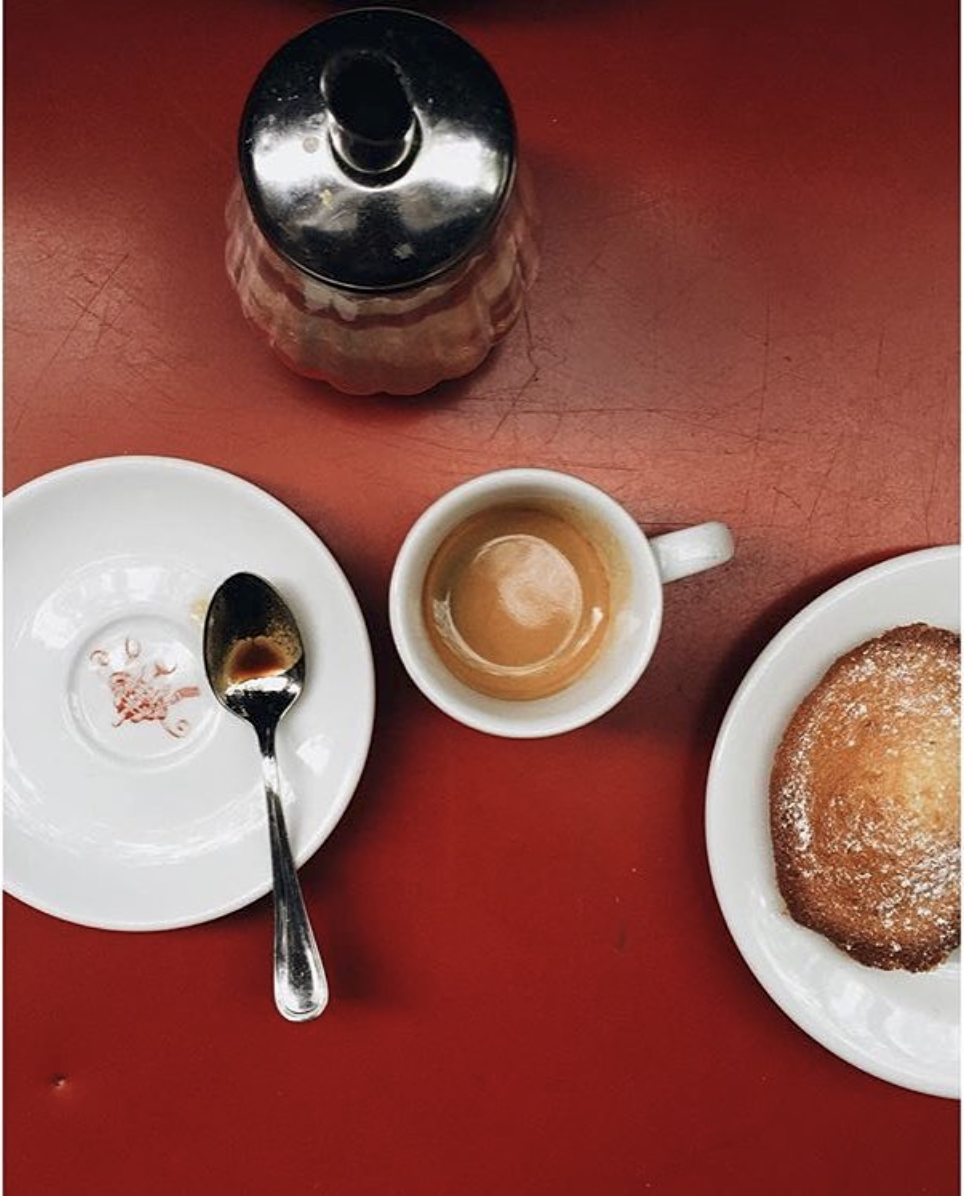 espresso cup on a red table