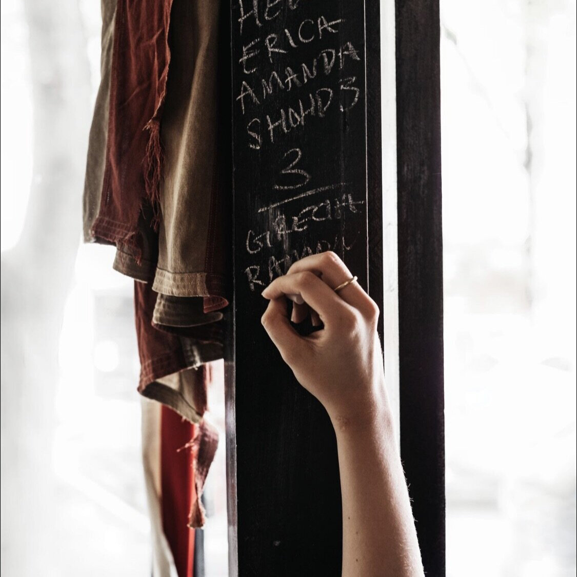 Waitress writing down reservations on blackboard (Copy)