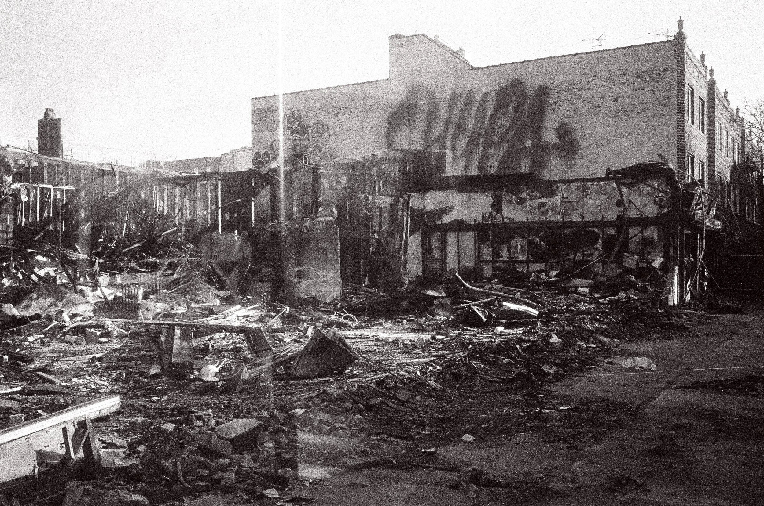  Went back to the fire site and took a peek through the walls. Oof. 