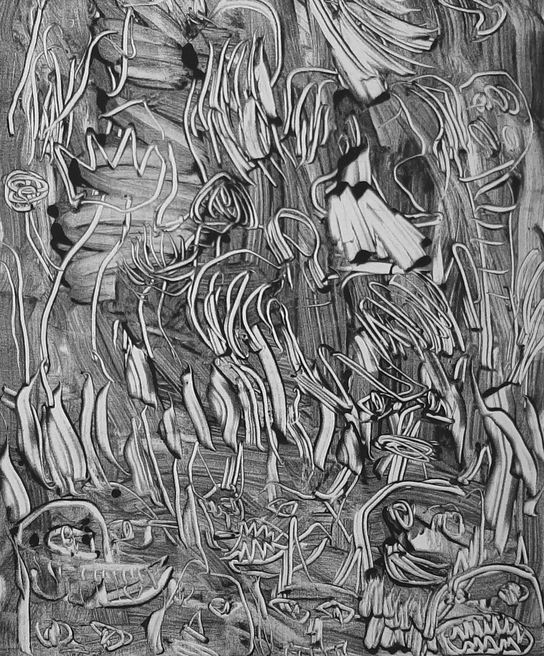 Heaven and Hell.  Monotype. Unique .23.6 X 19.6" (60x50cm) 