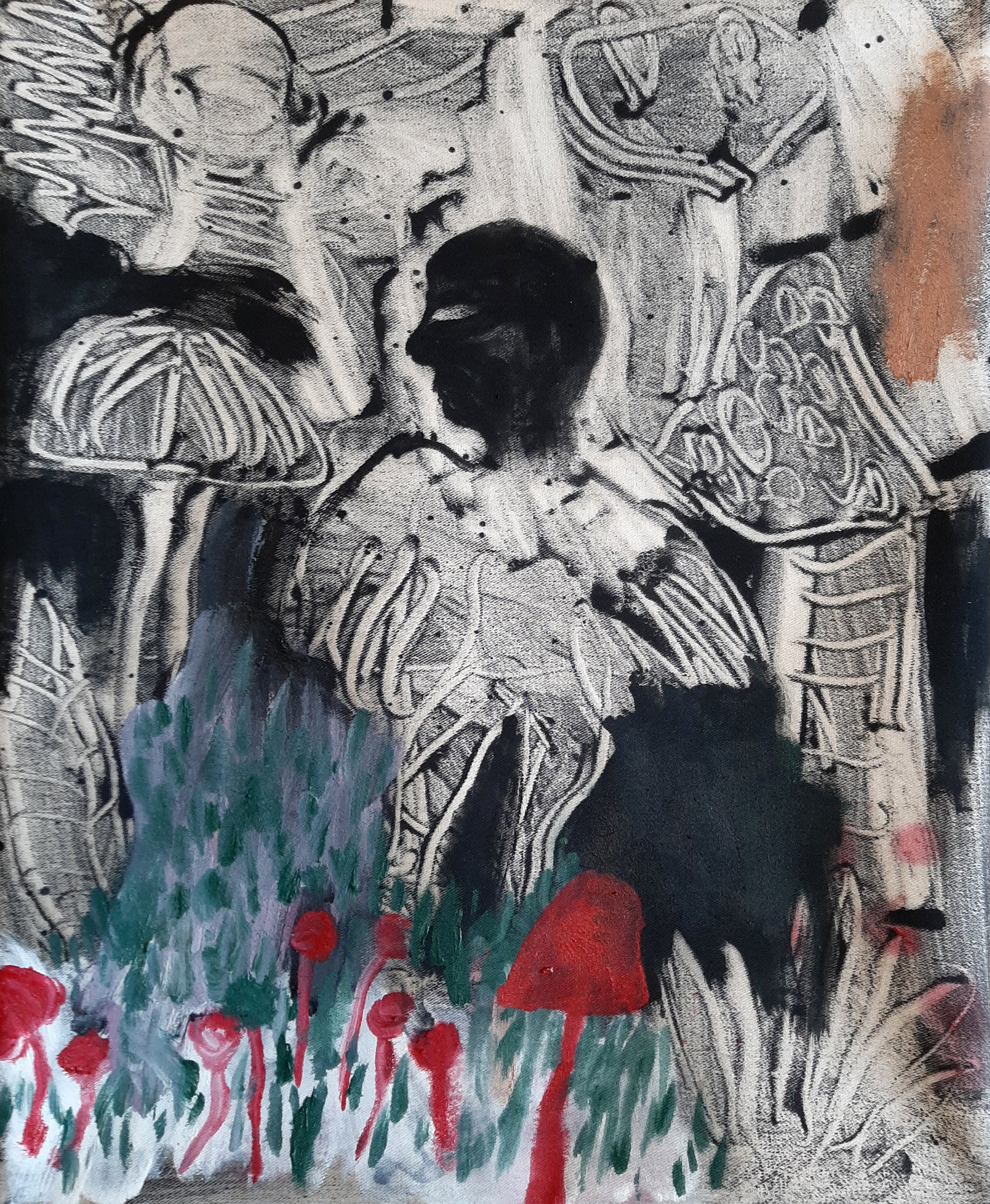 Dark Angel . Monotype. Unique .15.7 x 11.8" (40 x 30cm)