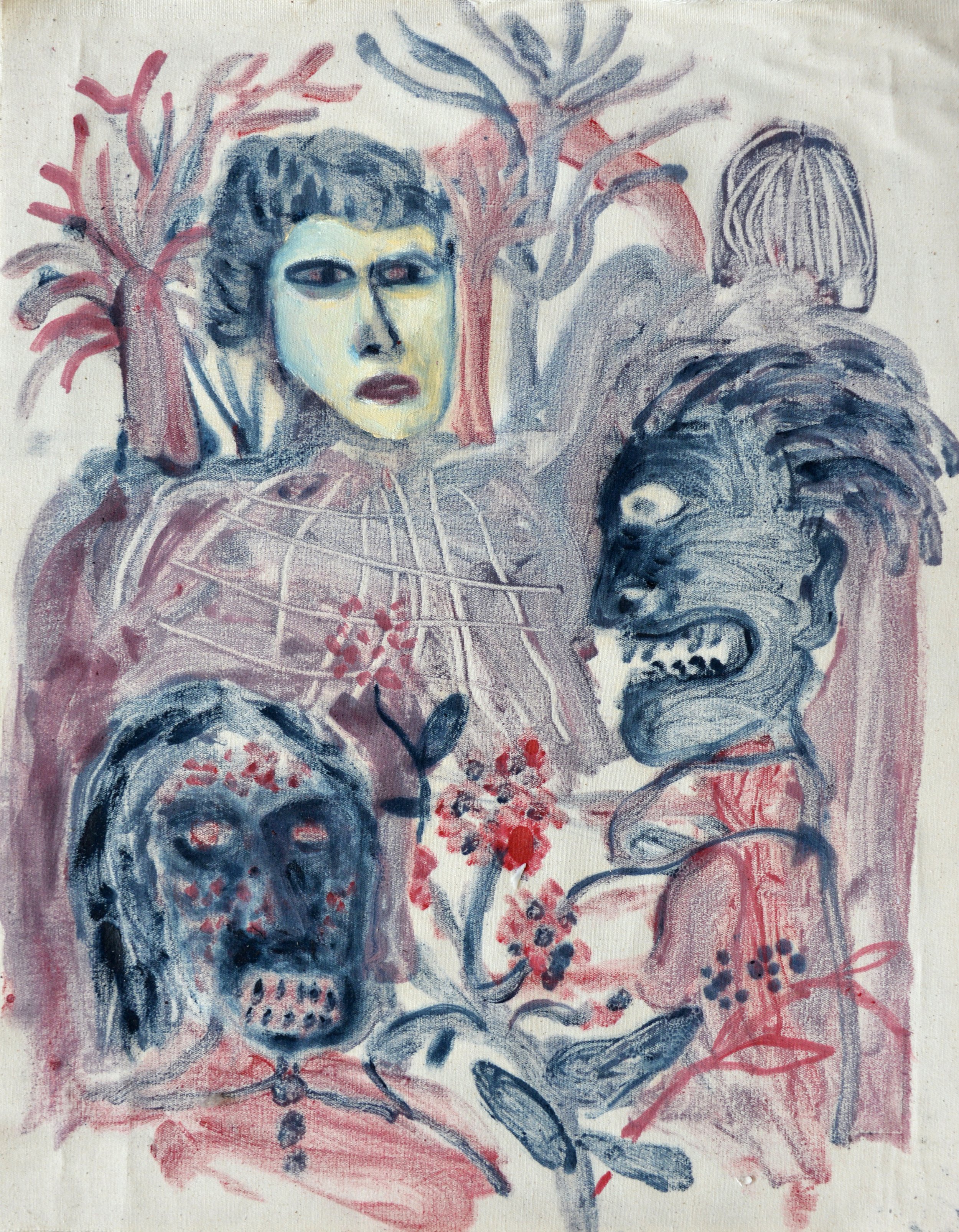Japanese Theater. Monotype. Unique . 19.6 x 15.7" (50 x 40cm)  