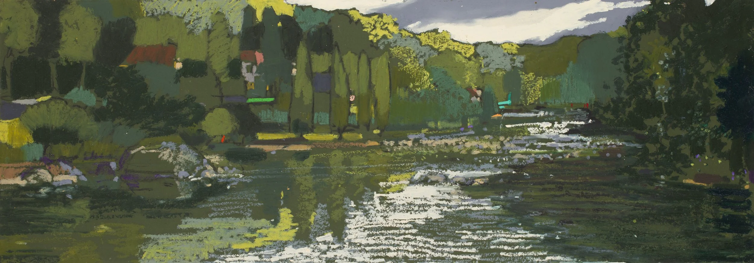 9502_ La Creuse. Oil Patel on board,  14 x 40" (35 x 100cm)