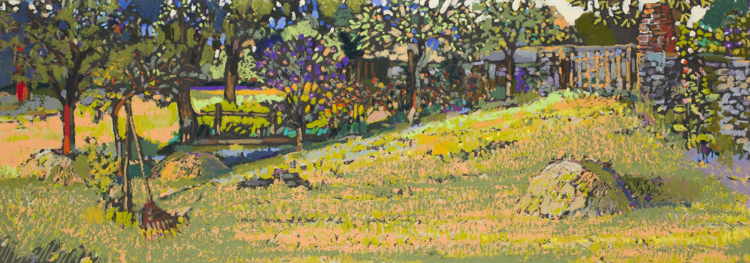 9506_ The Orchard. Oil Patel on board,  14 x 40" (35 x 100cm)