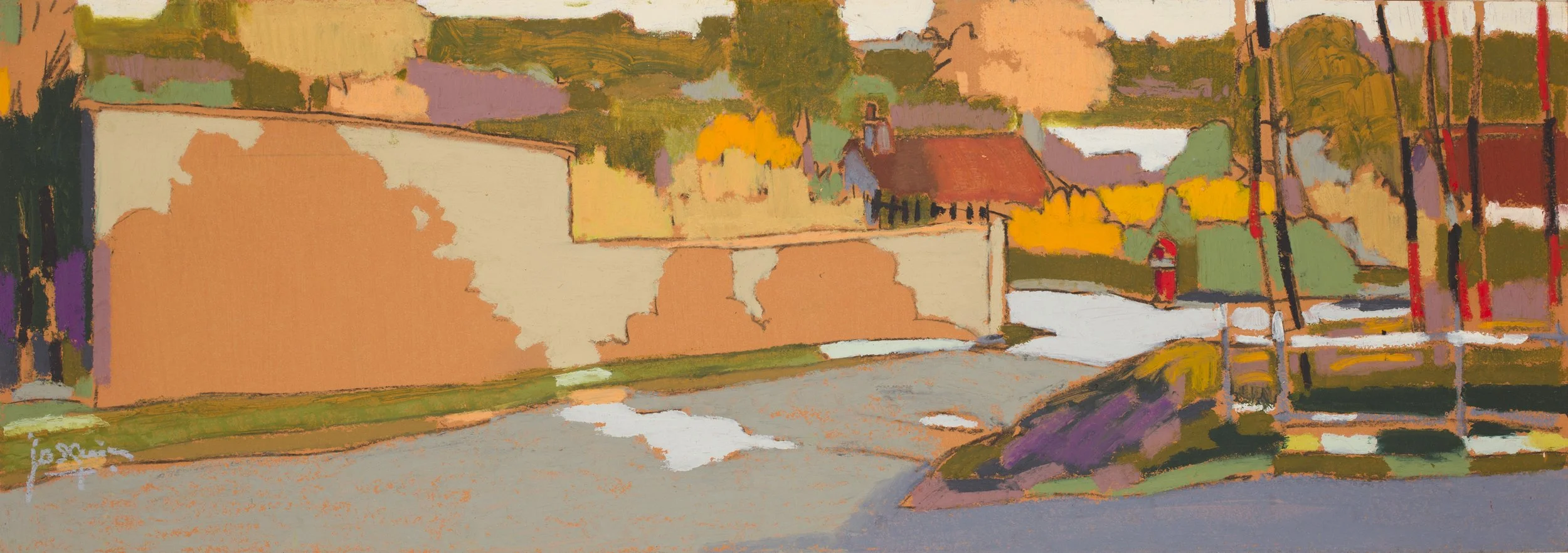 9510_ To the lake. Oil Patel on board,  14 x 40" (35 x 100cm)