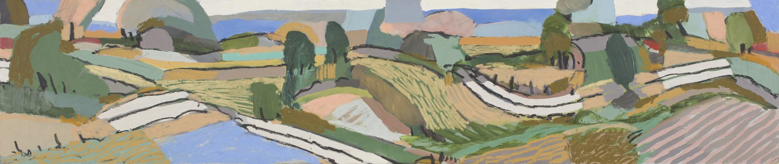 9768_ Paths. Oil on board, 12 x 55" (30 x 140cm)