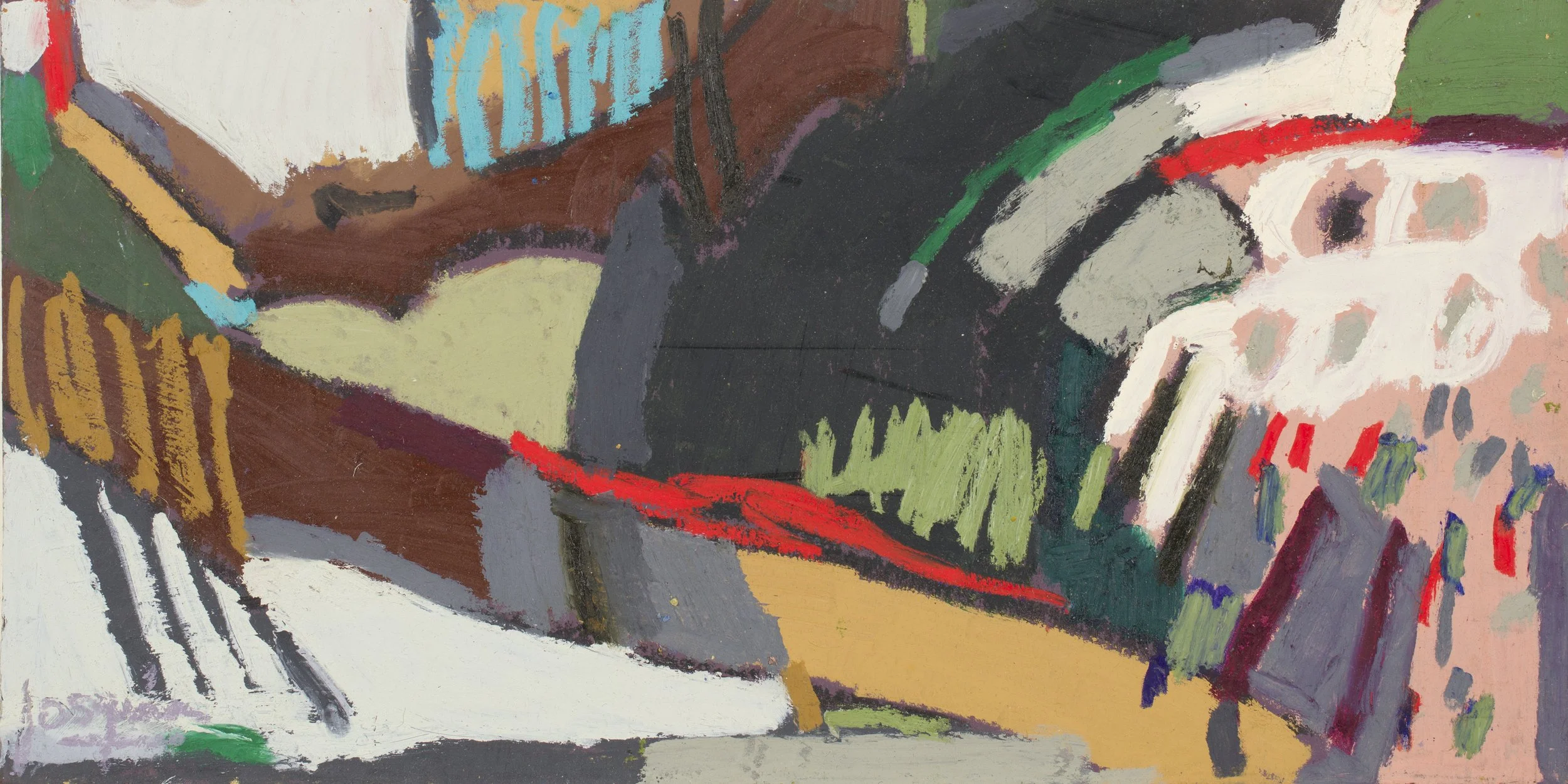 9295_ Landscape. Oil pastel on board. 9.8x19.6". (25x50cm)