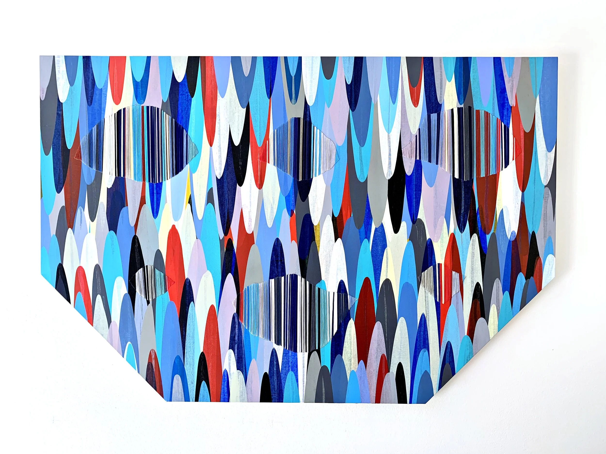 Fils Colors. Acrylic and Embroidery on canvas . 43 x 60”,  $7,900