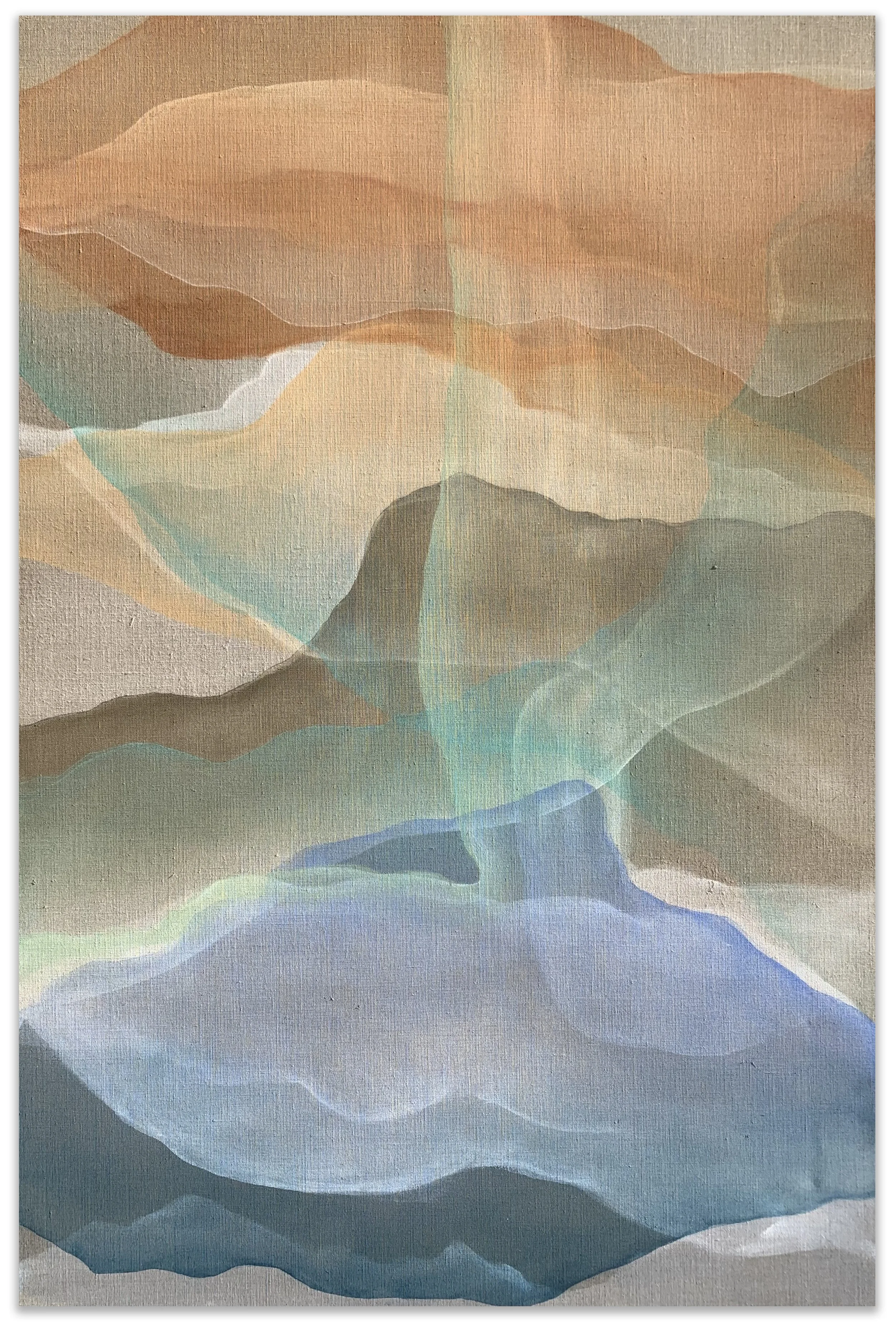 Ondes II. Acrylic &amp; embroideries on linen, 39.5 x32"