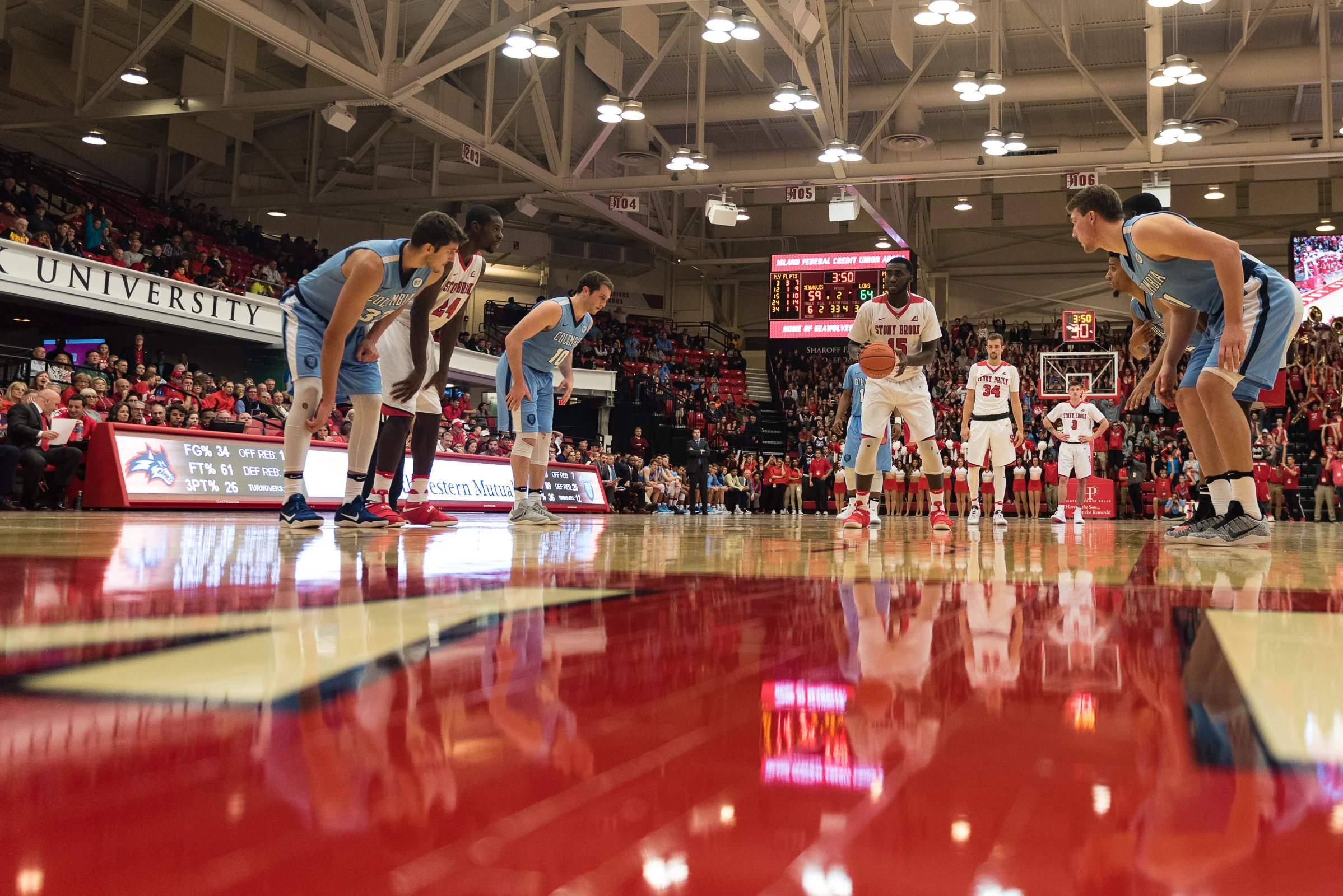 Stony Brook forward Akwasi Yeboah shoots a free throw in the second half of the Seawolves loss to the Columbia University Lions on November 11, 2016 at the Island Federal Credit Union Arena.