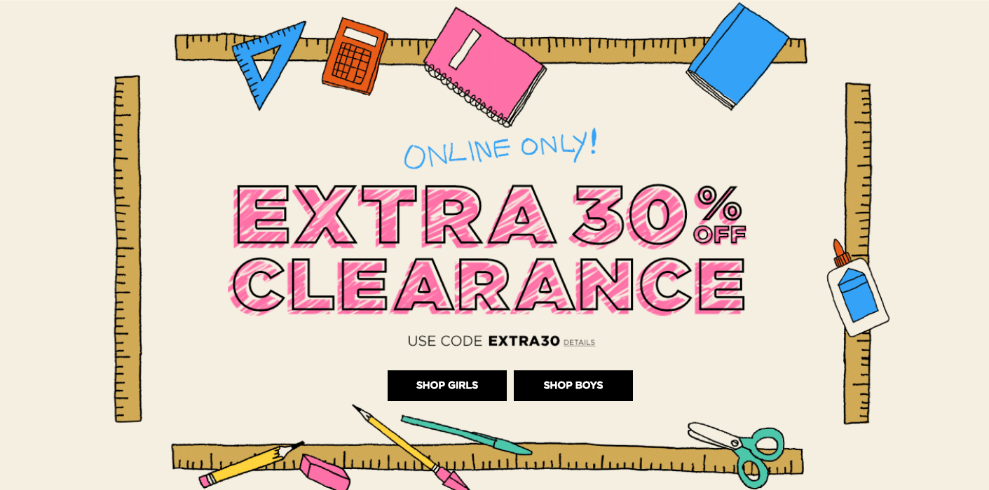 Illustrated decorative frames and banners for Aeropostale's children's line, P.S. Kids, that were displayed on their home page, 2016.