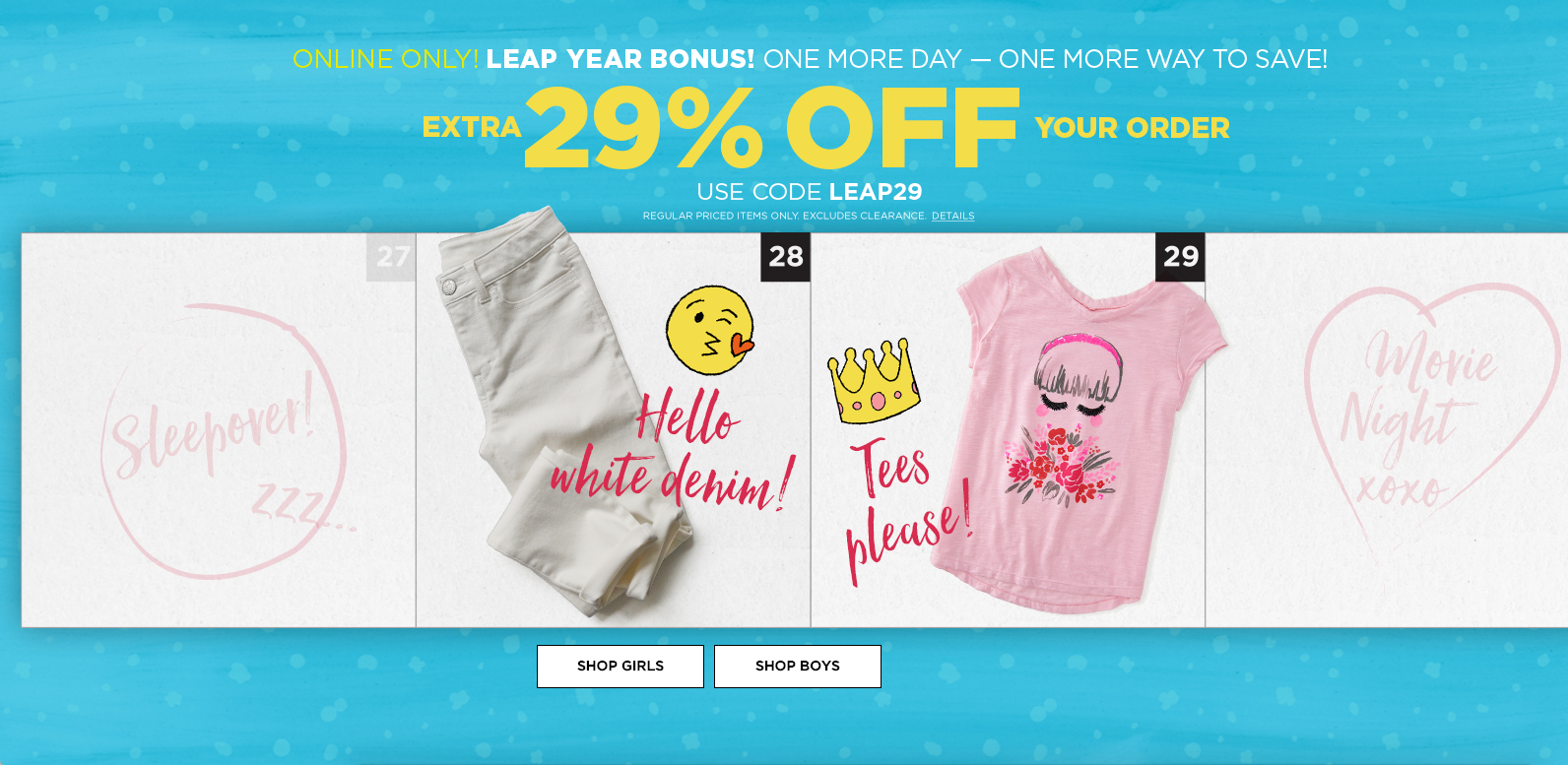 Illustrated decorative frames and banners for Aeropostale's children's line, P.S. Kids, that were displayed on their home page, 2016.