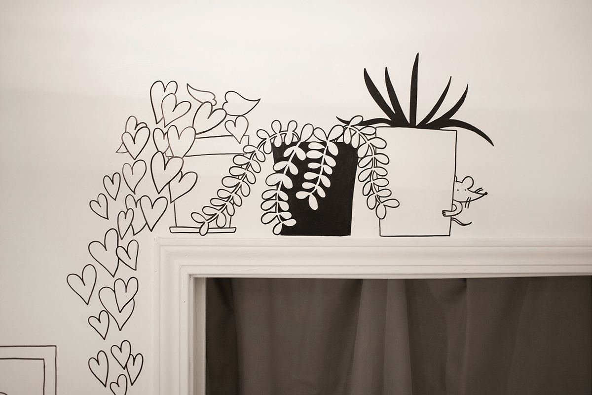 Illustrated wall mural for micro-shop Tiny Universe , 2014.