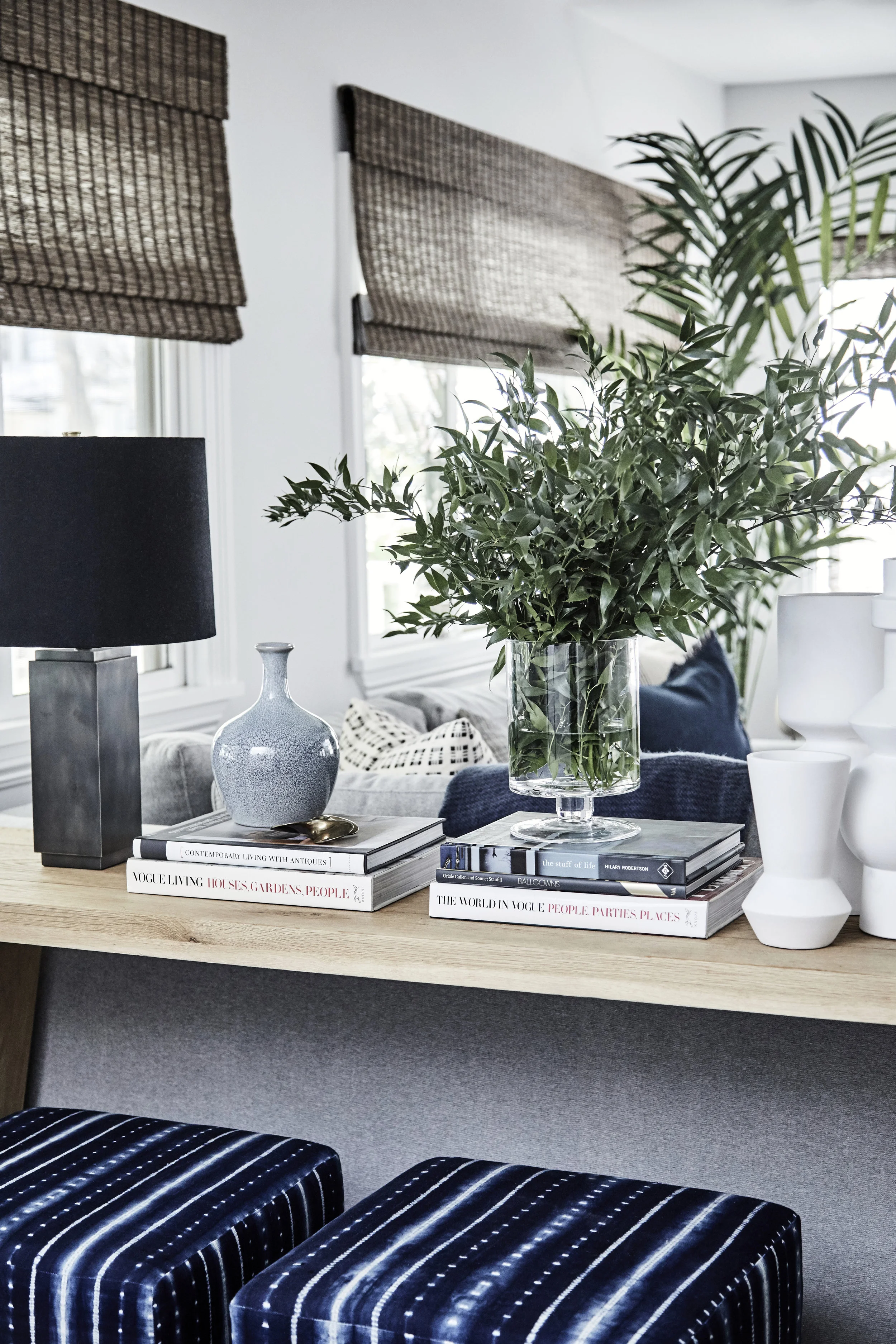 Liz Foster Interiors - Styled Console With Ottomans