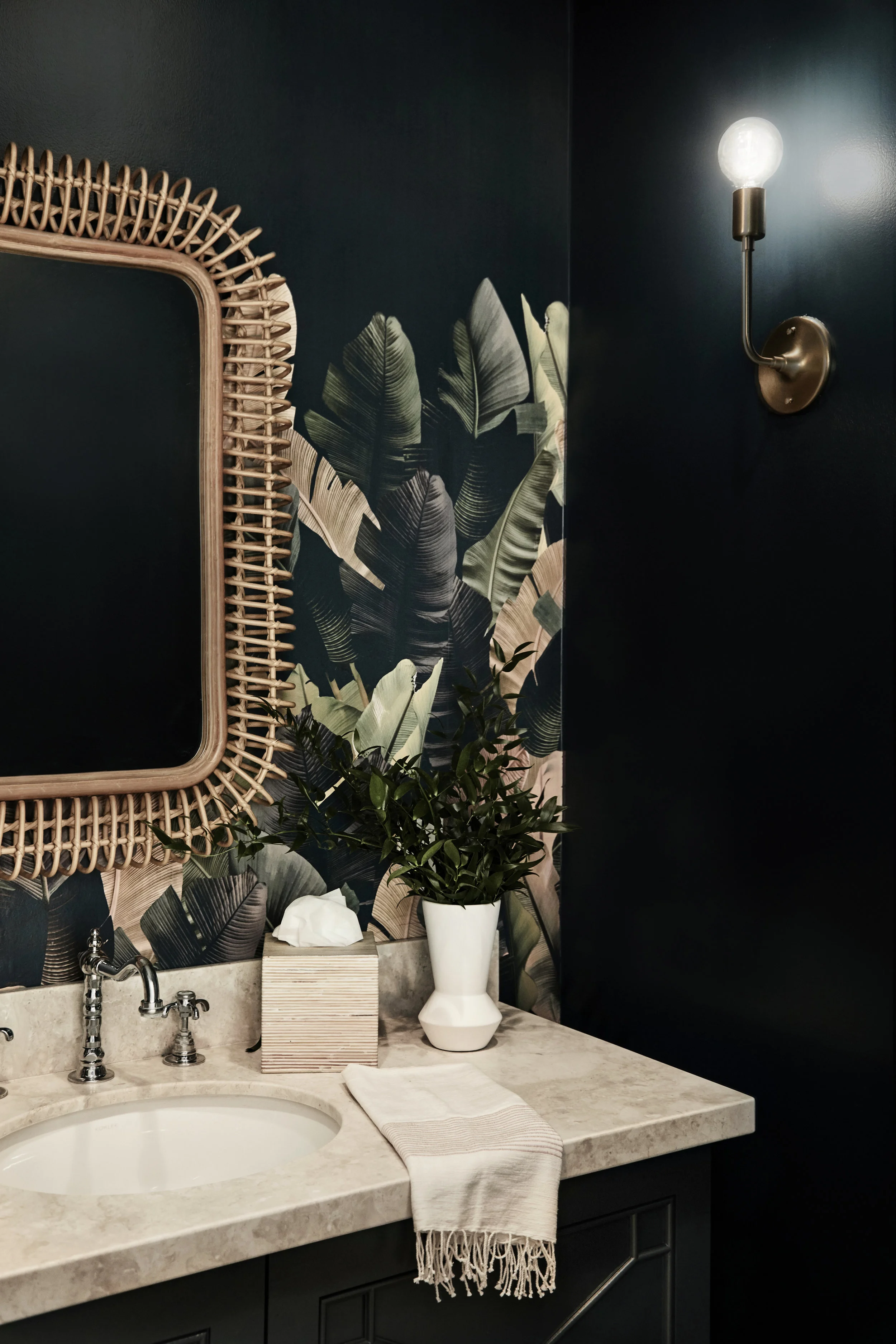Liz Foster Interiors - Wallpapered Powder Room
