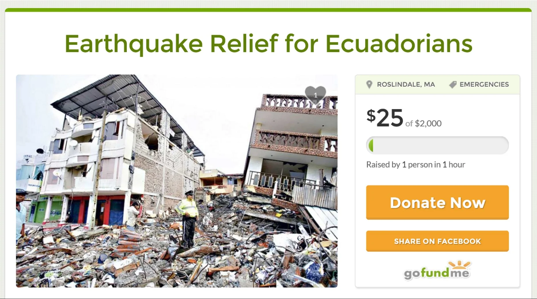 Donation for Earthquake Relief for Ecuadorians