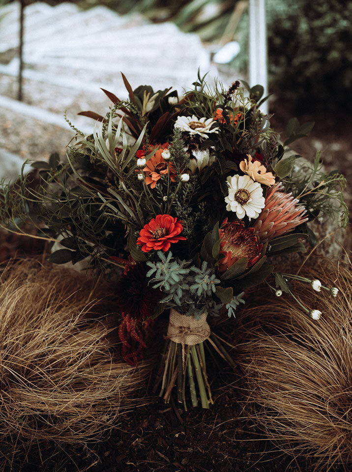 Wedding flowers created by Wildflowers Coromandel.