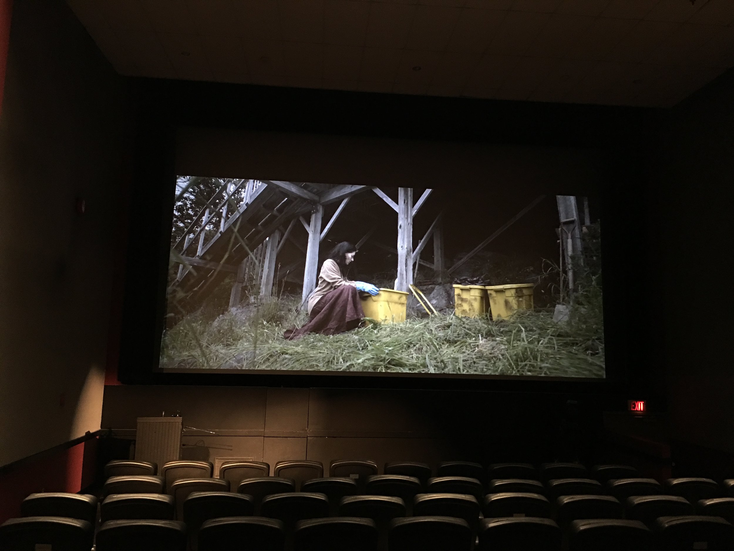 The theatre was a lot fuller than it appears in this photo, I swear we took this before everyone showed up!