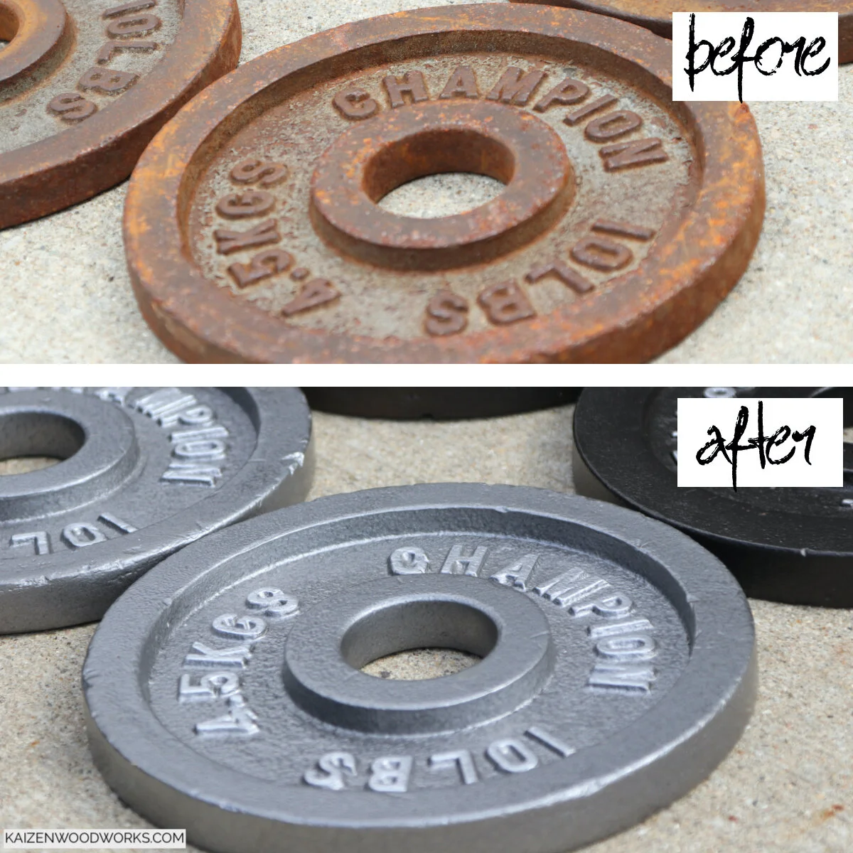 Restoring rusty iron weight plates