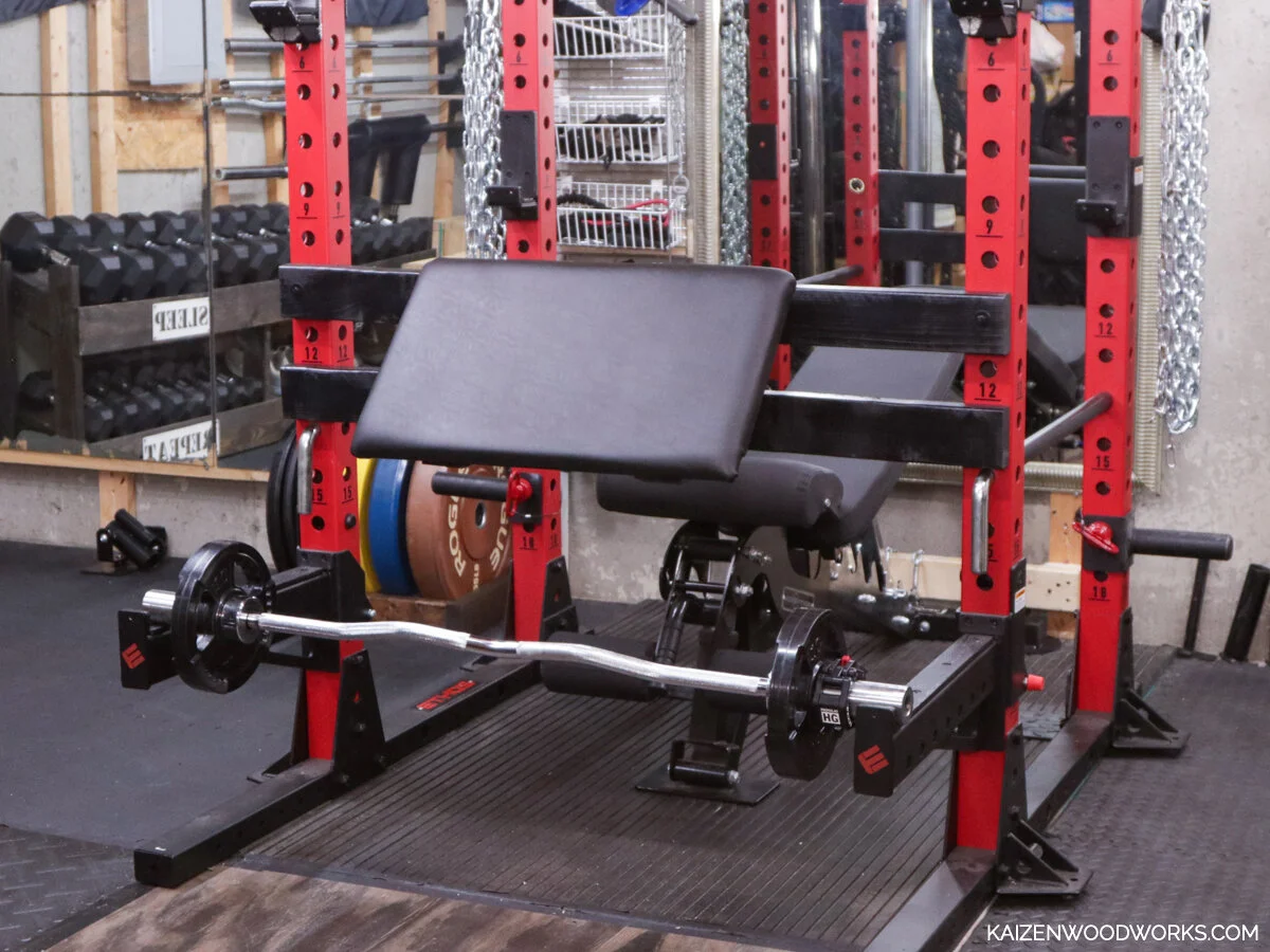 Rack mounted preacher curl