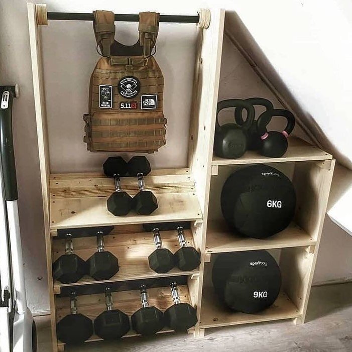 DIY storage is probably the best and most practical DIY project for anyone with a home gym. The ability to customize in order to fit the space available, to fit whatever equipment you have, and the fact that design and assembly are relatively simple,