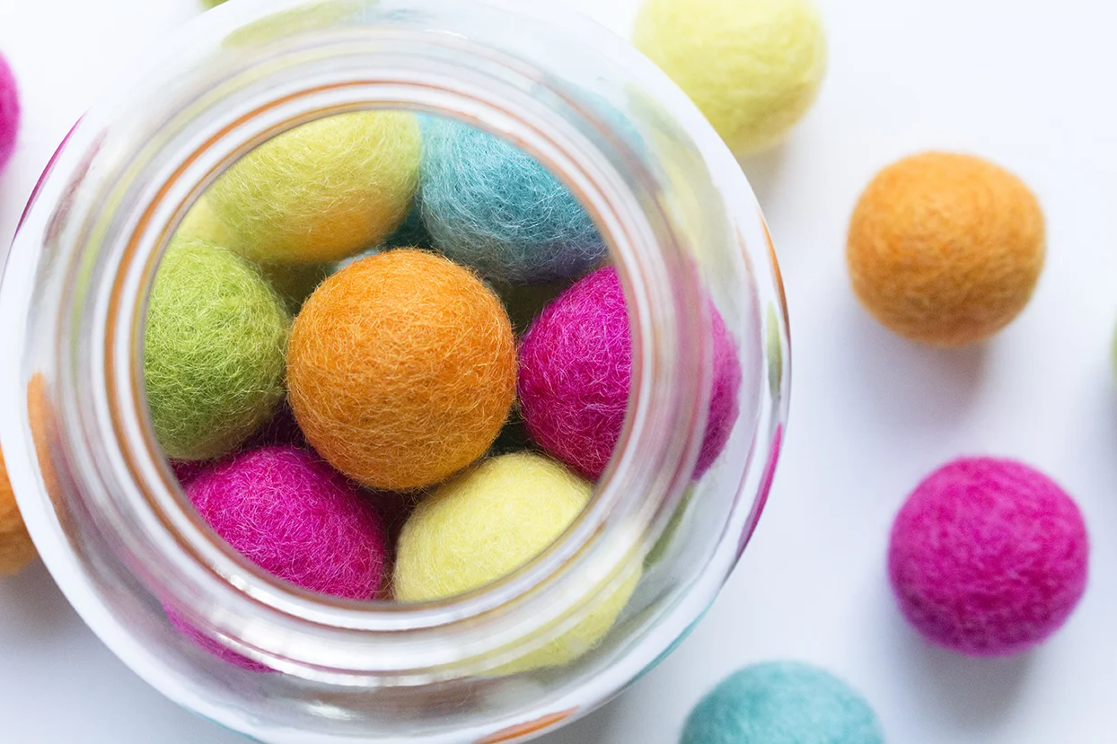 2.5cm Wool Felt Ball Bright Spring