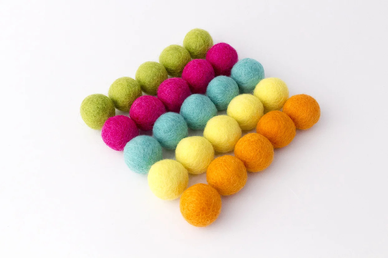 2.5cm Wool Felt Ball Bright Spring