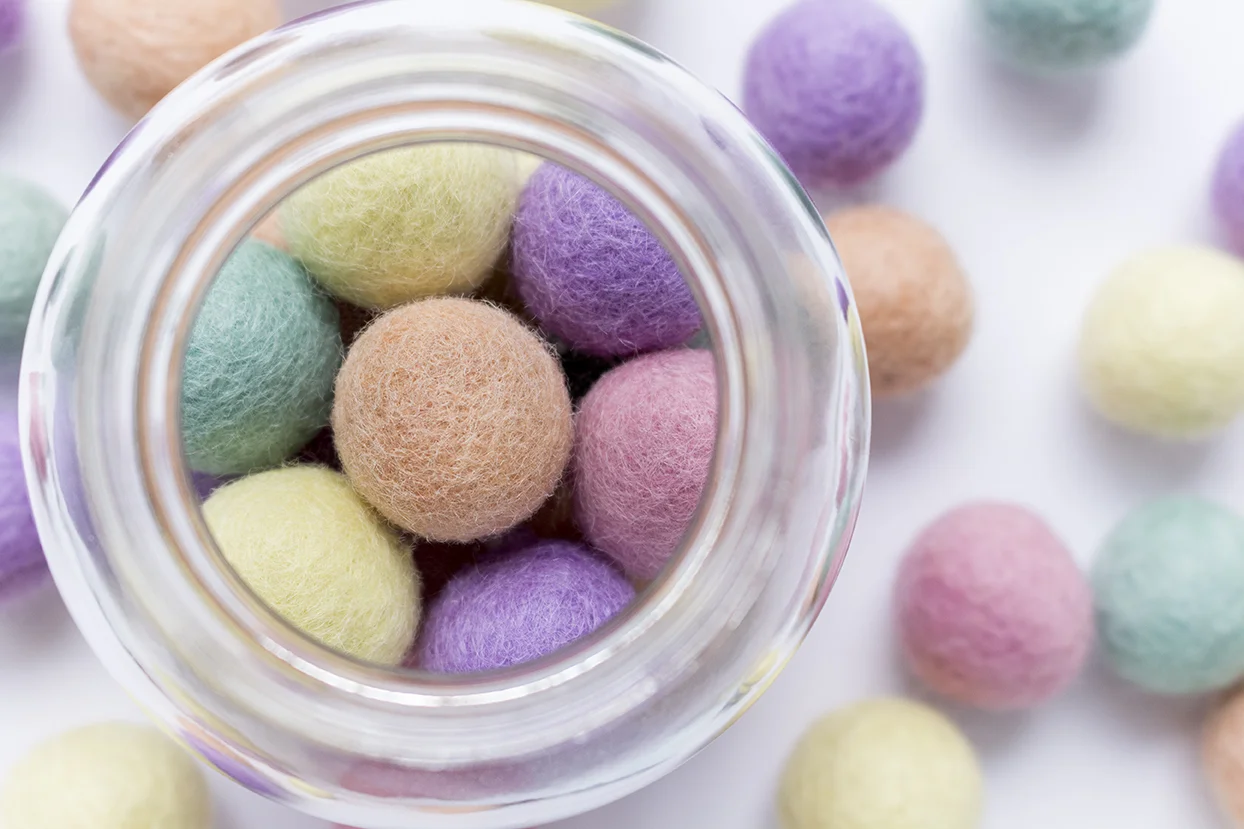 2.5cm Wool Felt Ball Pastel