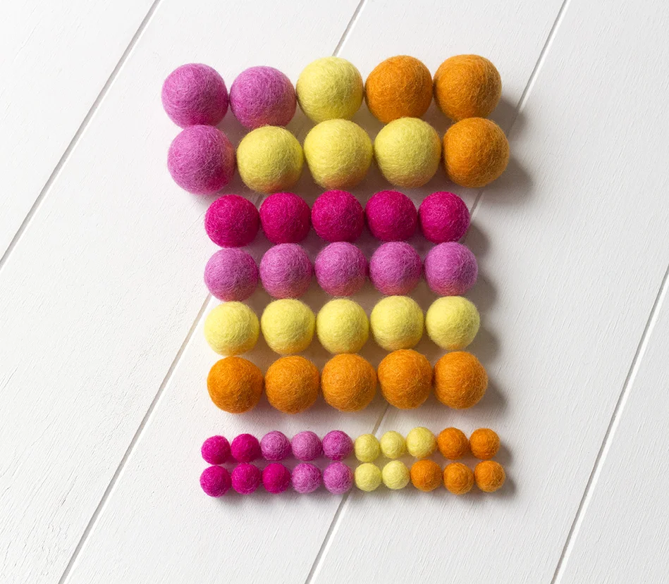 Assorted Sizes Multicolor Wool Felt Ball Spring