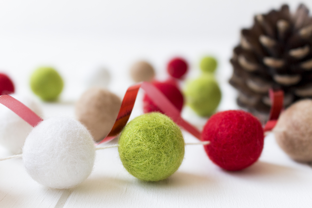 Jolly Christmas Felt Ball Garland