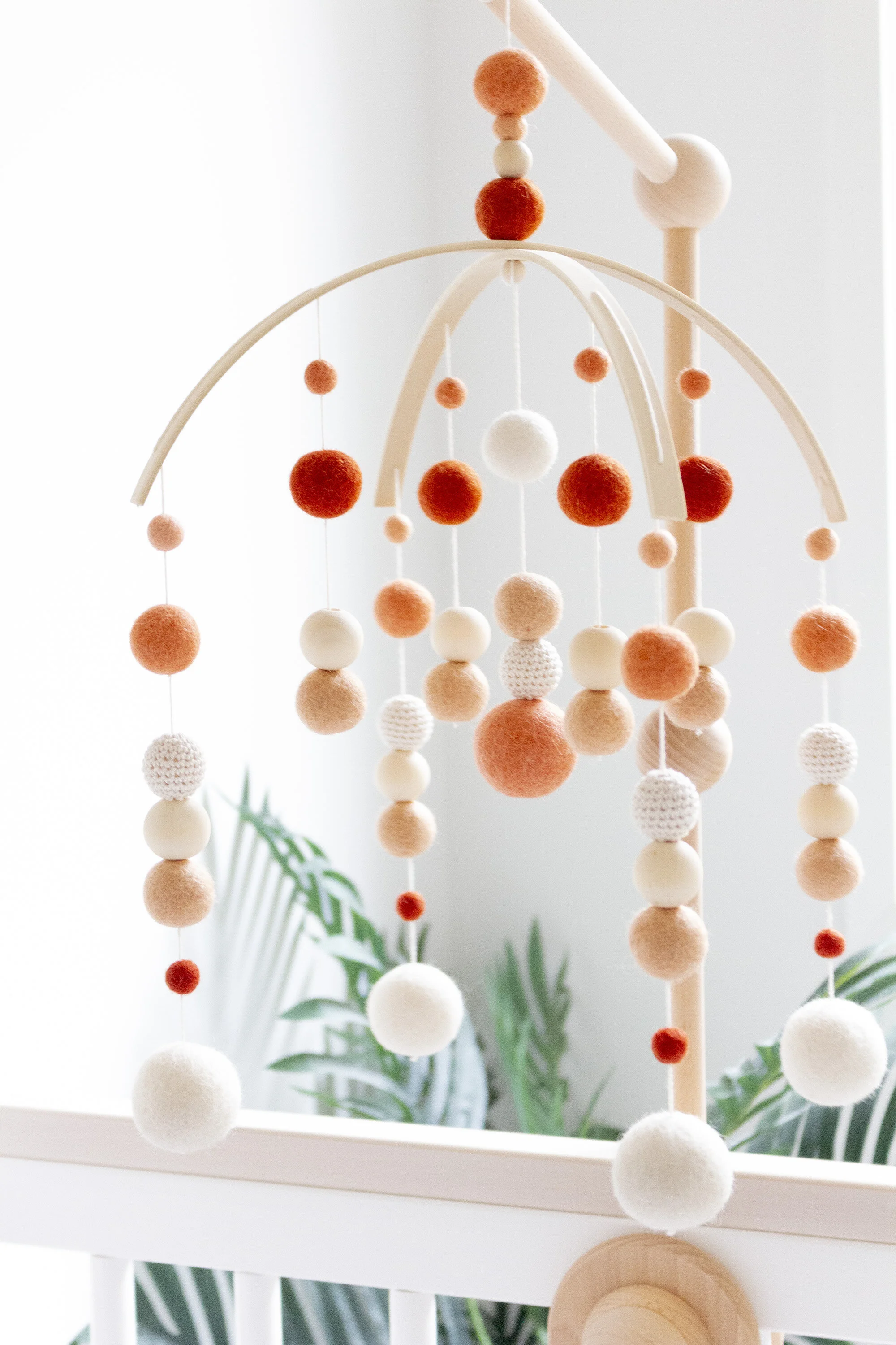 Rust and Peach Baby Mobile - Burnt Orange Baby Nursery Mobile - Boho Nursery Mobile