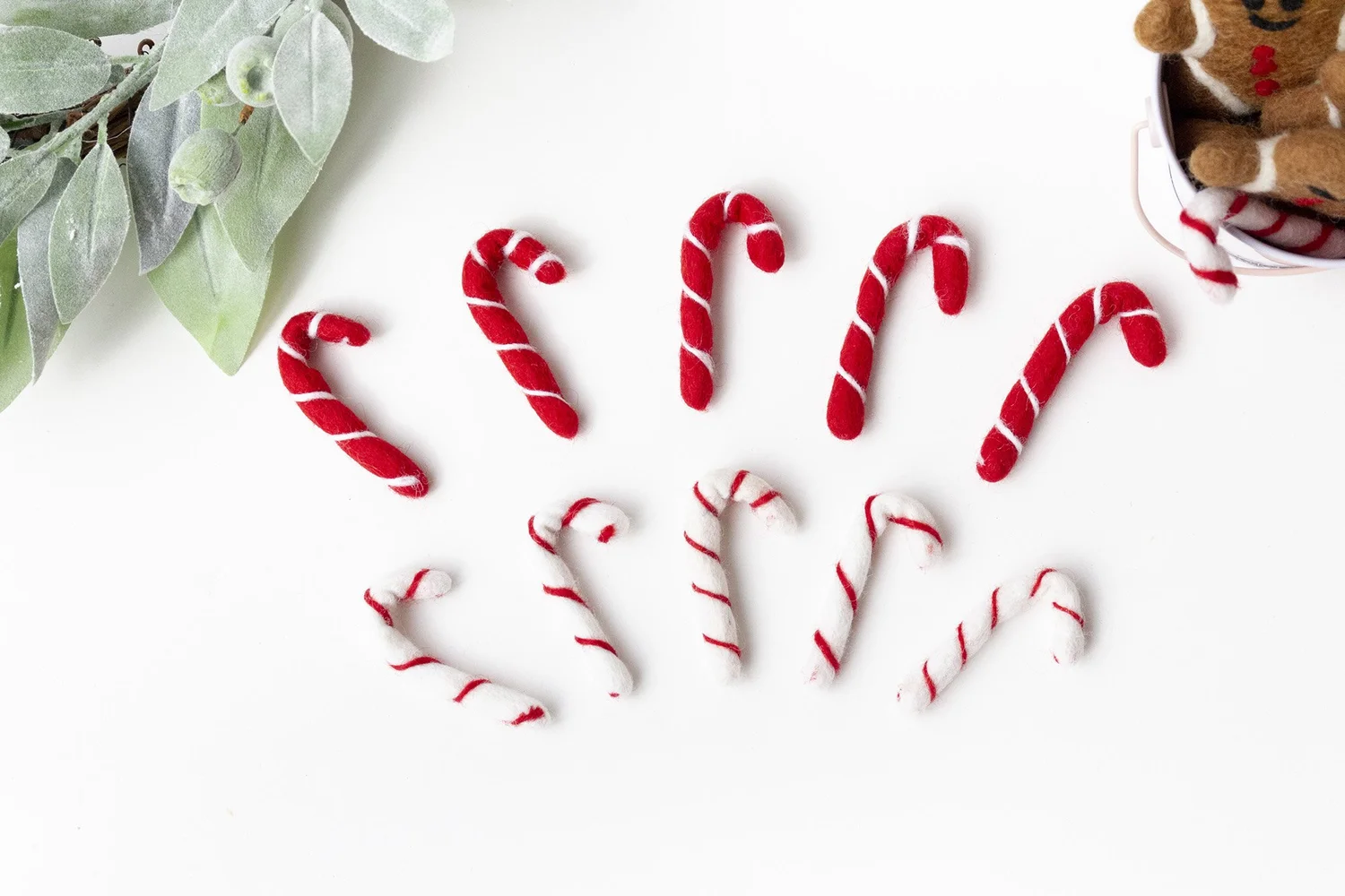 Felted Red and White Candy Canes