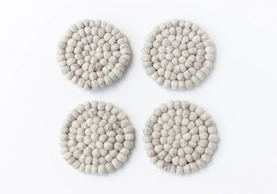 Light Pebbles Felt Ball Coasters