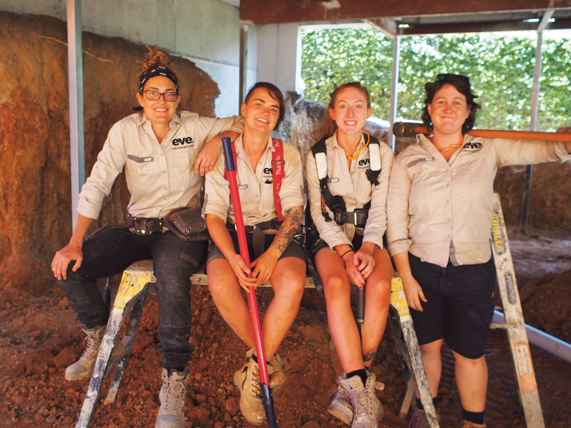 Staff at eve renovations from left: Alex Kopakowski (Apprentice-Carpenter), Helen Marsden (Carpenter), Laura Condon (Apprentice Carpenter) and Shea Brudell (Carpenter).